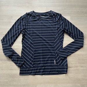 Reebok navy and white pinstripe long sleeve performance t-shirt (L)